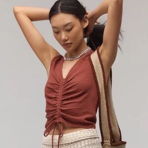 Anthropologie Pilcro V-Neck Sleeveless Ruched Tee